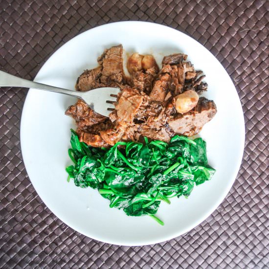 Cabernet Braised Brisket w Garlic - Recipe photo by myutensilcrock