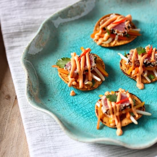 Chipotle Ahi Tuna Tostada Bites - Recipe photo by gingersnapatx