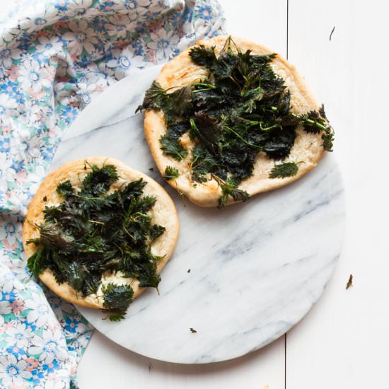Nettle Flatbread - Recipe photo by myblueandwhitekitchen