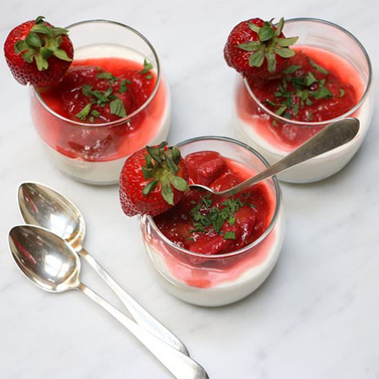 Strawberry Rhubarb Panna Cotta - Recipe photo by Something New For Dinner