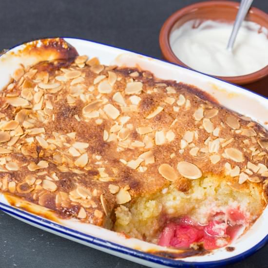 Rhubarb and Almond Pudding - Recipe photo by KitchenSanctuary