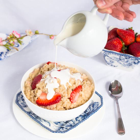 Strawberries and Cream Oatmeal - Recipe photo by artandthekitchen