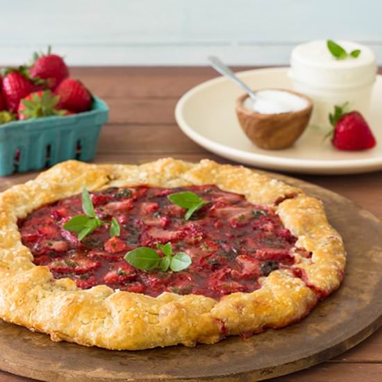 Strawberry Basil Galette - Recipe photo by brighteyedbaker