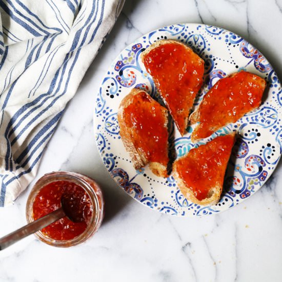 Raspberry Apricot Jam - Recipe photo by Kitchen Konfidence
