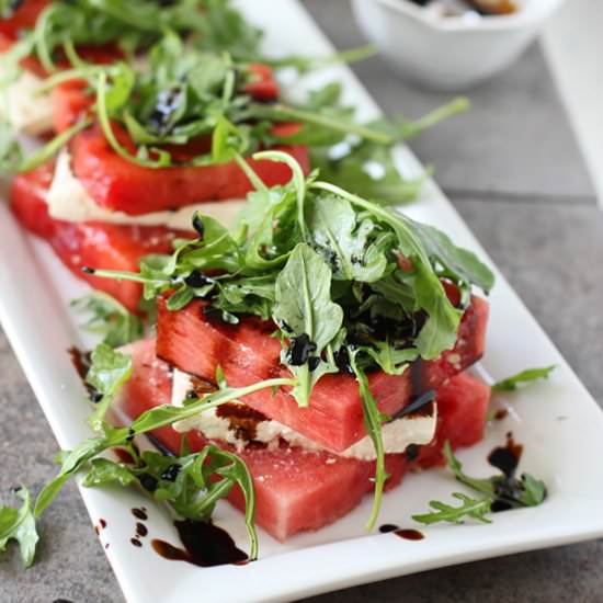 Grilled Watermelon and Feta Stacks - Recipe photo by cookingforkeeps