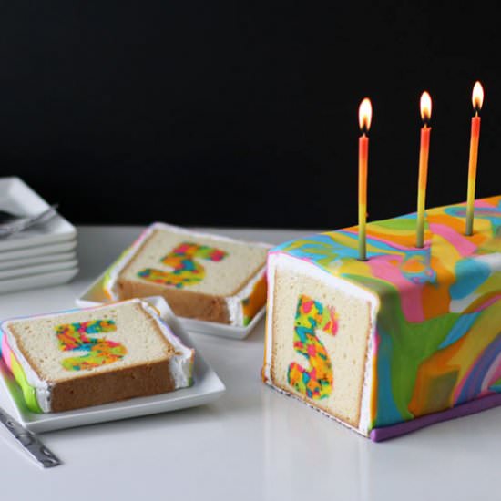 Rainbow Tie-Dye Surprise Cake - Recipe photo by Hungry Happenings