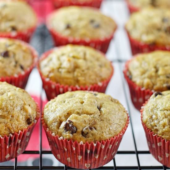 Easy Banana Chocolate Chip Muffins - Recipe photo by audreysapron