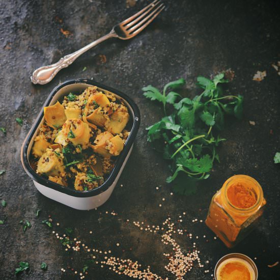 Spicy Artichoke Quinoa Pilaf - Recipe photo by abrowntable