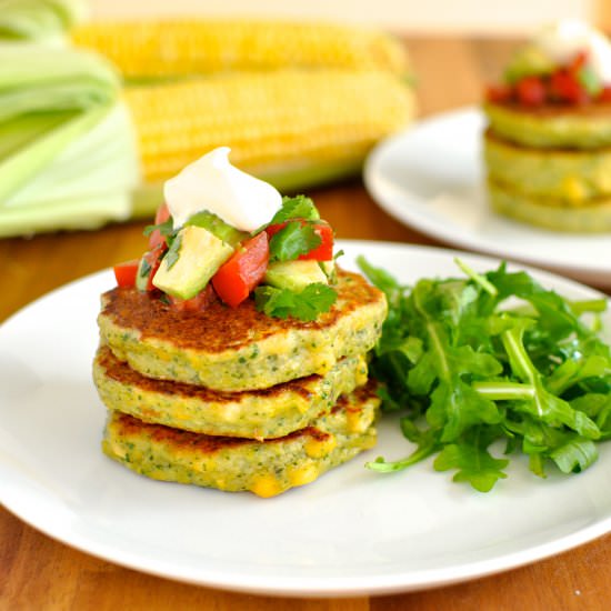 Corn Fritters with Avocado Salsa - Recipe photo by RecipeTin Eats