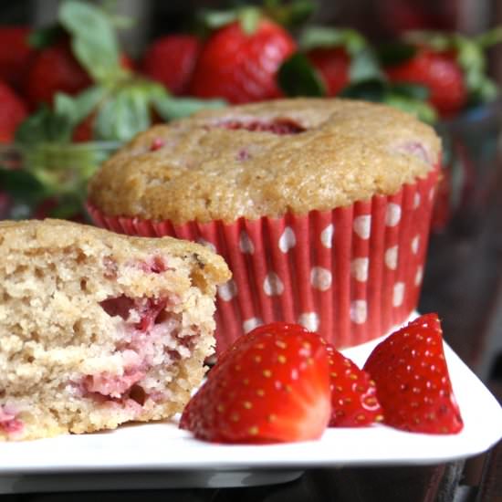 Strawberry Muffins - Recipe photo by The Desserted Girl