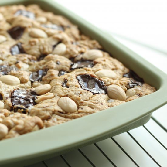 Almond Cherry & Chocolate Blondies - Recipe photo by ScaredyCatKitchen