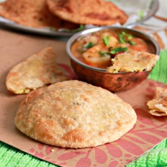 Lentil Stuffed Puris (Flat Breads) - Recipe photo by Aromatic Cooking