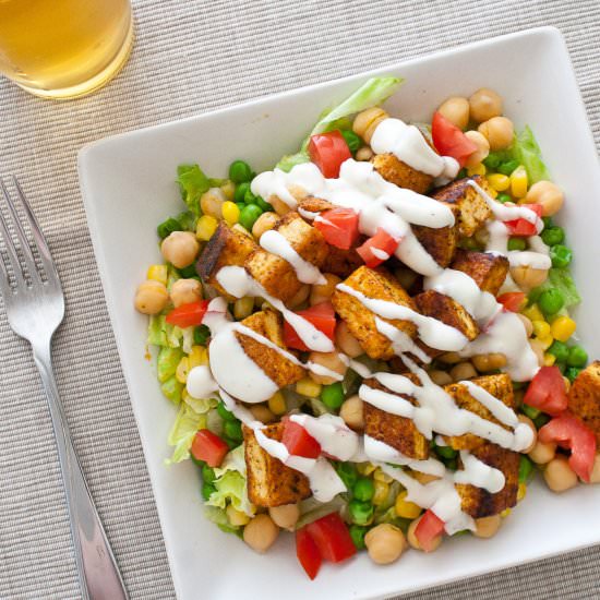 Buffalo Tofu Chopped Salad - Recipe photo by PinkTrollKitchen
