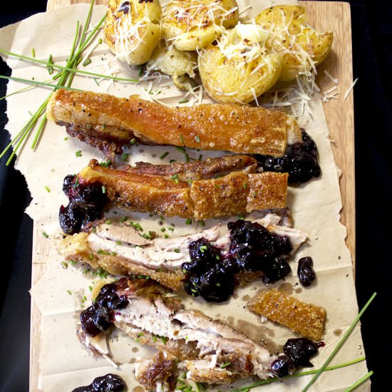 Crispy Pork Belly & Blueberries - Recipe photo by Aninas Recipes