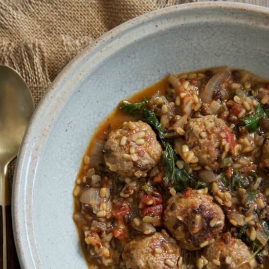 Lamb Meatball Soup w/ Lentils&Kale - Recipe photo by littleandloved