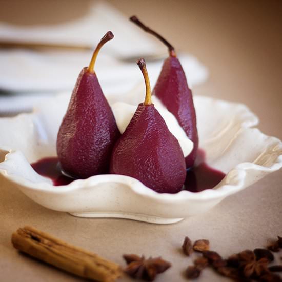 Poached Pears with Rose Mascarpone - Recipe photo by thepinkdumpling