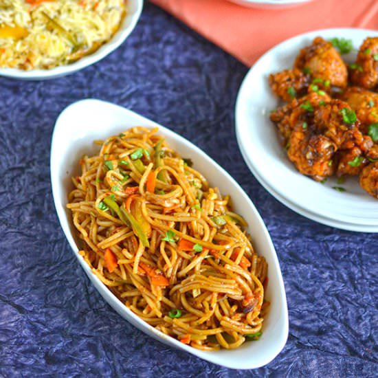 Spicy Vegetables Fried Noodles - Recipe photo by Indian Khana