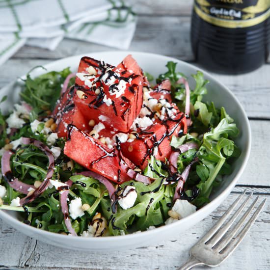 Watermelon, Feta, and Arugula Salad - Recipe photo by sharedappetite