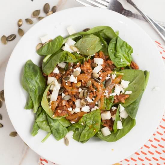 Chorizo spinach salad - Recipe photo by chewoutloud