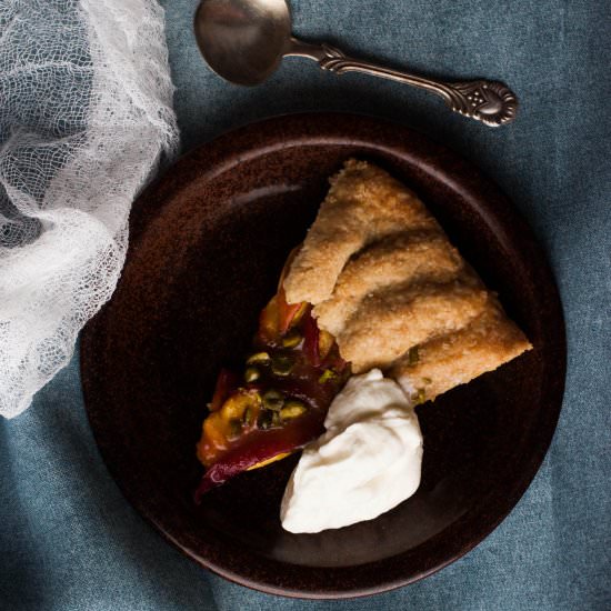 Rustic Peach Galette - Recipe photo by myblueandwhitekitchen