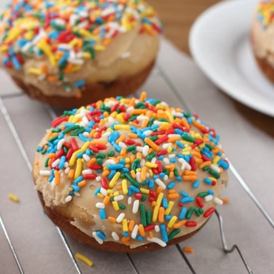Chocolate Chip Donuts with PB Glaze - Recipe photo by akitchenaddiction