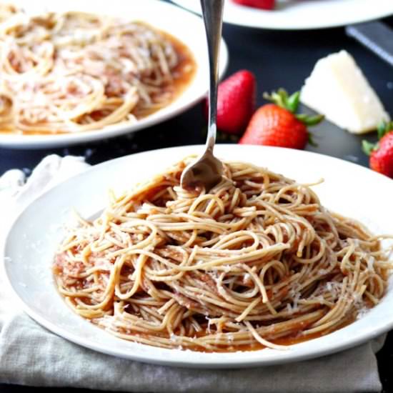 Strawberry Pasta w/Pecorino - Recipe photo by healthyrecipeecstasy