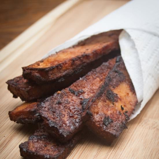 Smoky Vegan Tofu Bacon - Recipe photo by PinkTrollKitchen