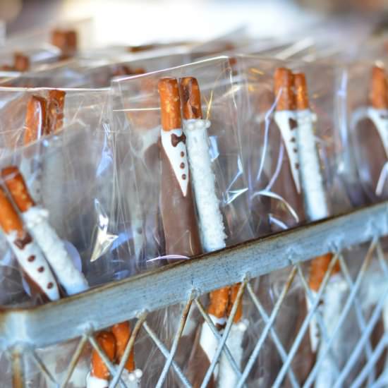Bride & Groom Pretzel Rods - Recipe photo by garnishandglaze