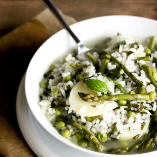 Green Veg with Potatoes and Rice - Recipe photo by plantsontheplate
