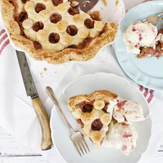 Rhubarb Pie with a Polka Dot Crust - Recipe photo by Curly Girl Kitchen
