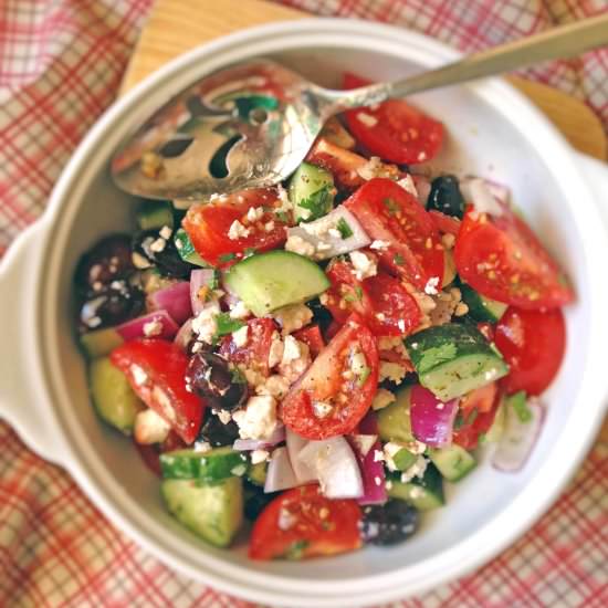 Summer Greek Tomato Cucumber Salad - Recipe photo by Luv My Veggie Table