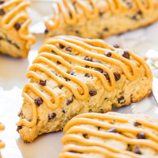 Peanut Butter Chocolate Chip Scones - Recipe photo by Averie