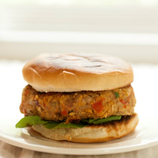 SWEET POTATO & CHICKPEA BURGERS - Recipe photo by ProduceonParade