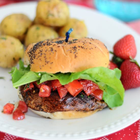 Sun-Dried Tomato Portobello Burgers - Recipe photo by theminiaturemoose