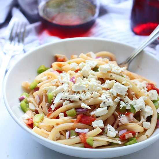 Greek Pasta with Wine and Tomatoes - Recipe photo by cookingforkeeps