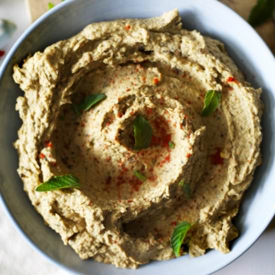 Smoky Grilled Eggplant Hummus - Recipe photo by cleanwellness