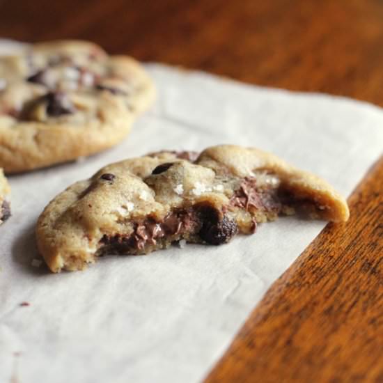 Nutella-Stuffed Choco Chip Cookies - Recipe photo by the tummy train