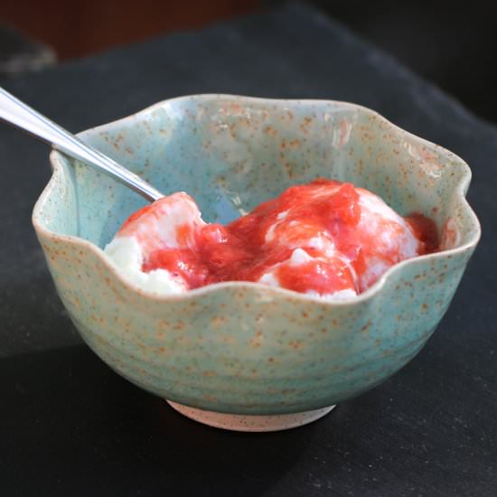 Lemon Balm Creme Fraiche Ice Cream - Recipe photo by thehungryhoundsblog