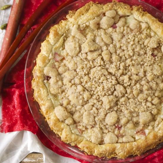Rhubarb Cardamom Custard Pie - Recipe photo by RelishingIt