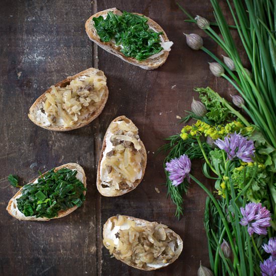 Morel & Wild Herb Crostini - Recipe photo by threelittlehalves