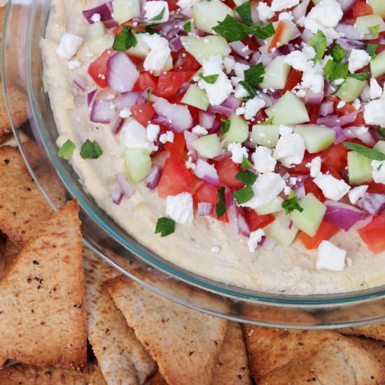 Greek Hummus Dip with Pita Chips - Recipe photo by TheSpiffyCookie