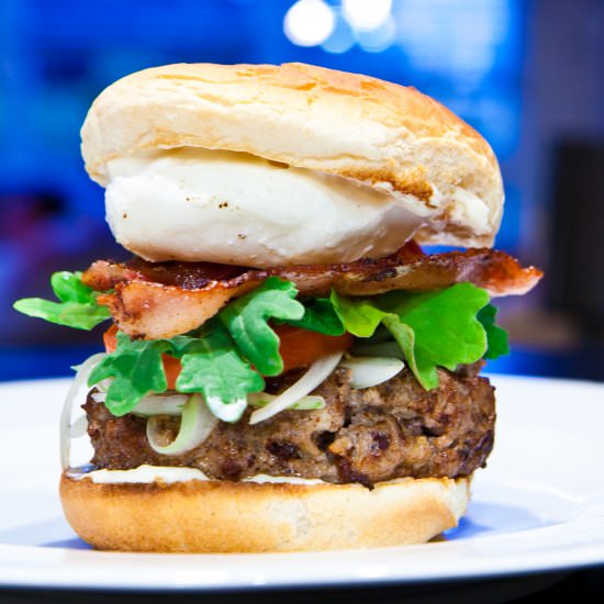 A Juicy Poached Egg Burger - Recipe photo by sffood
