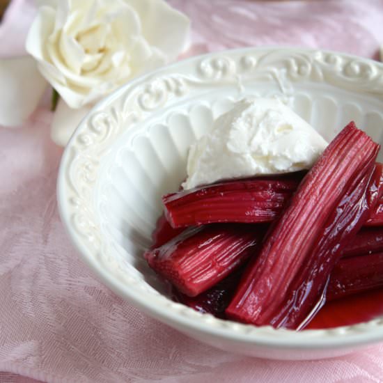 Baked Rhubarb with Creme Fraiche - Recipe photo by christinascucina