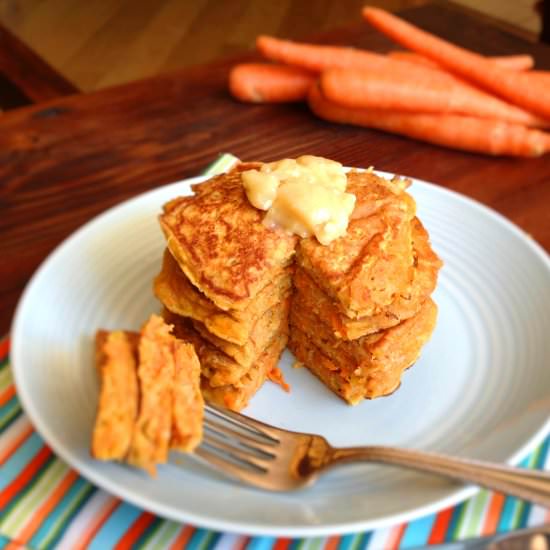 Carrot Cake Pancakes w Honey Butter - Recipe photo by Luv My Veggie Table