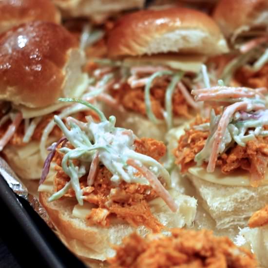 Buffalo Sliders & Blue Cheese Slaw - Recipe photo by Simple Southern Living
