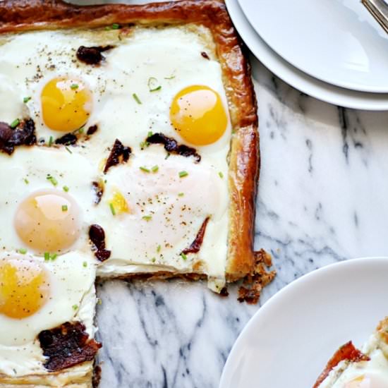 Bacon and Egg Puff Pastry Tart - Recipe photo by wellfloured