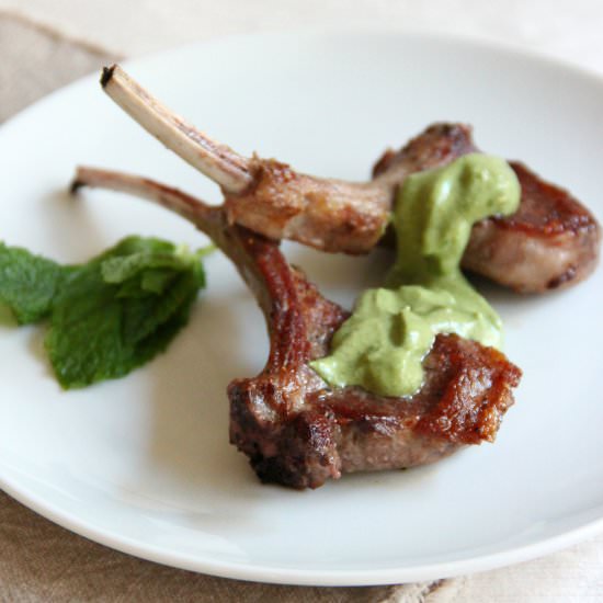 Lamb Chops with Mint Yogurt Sauce - Recipe photo by theseasonedtraveler