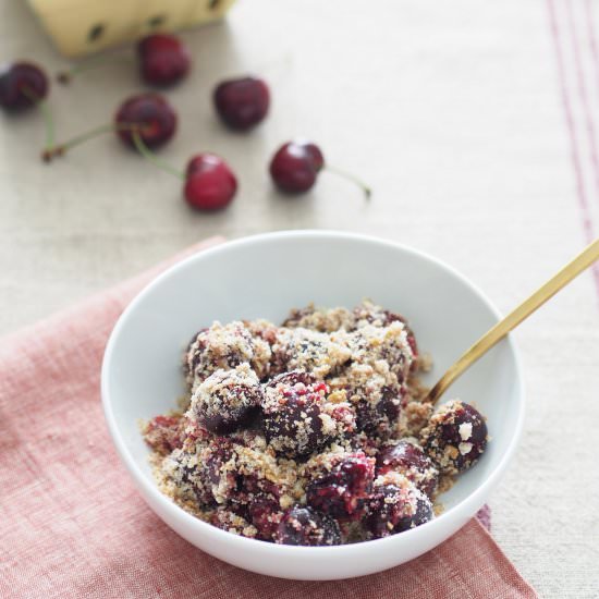Healthy Cherry Crumble - Recipe photo by typicaldomesticbabe