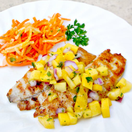 Tilapia with Mango Pineapple Salsa - Recipe photo by vintagezest