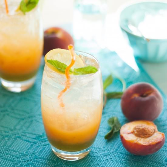 Sparkling Peach Mint Lemonade - Recipe photo by The Kitchen McCabe